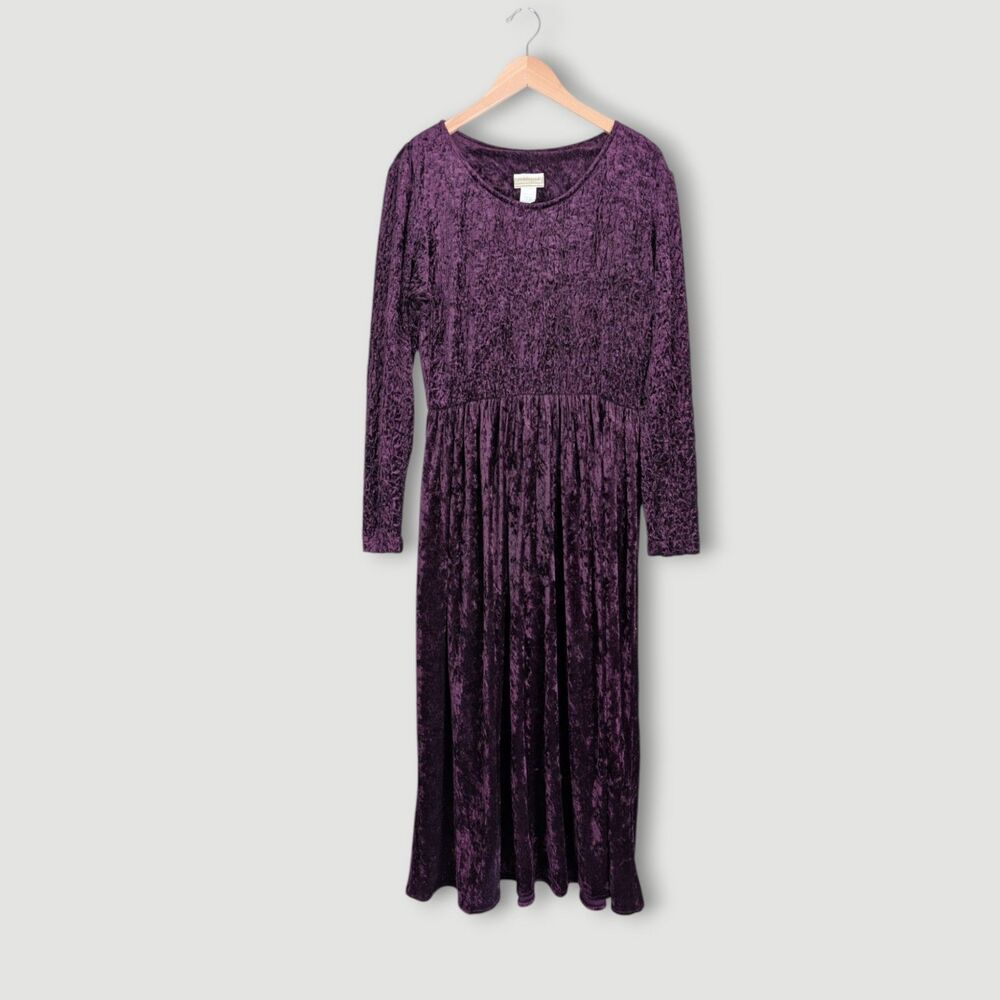 Coldwater Creek Purple Velvet Maxi Dress Size M - Picture 3 of 8